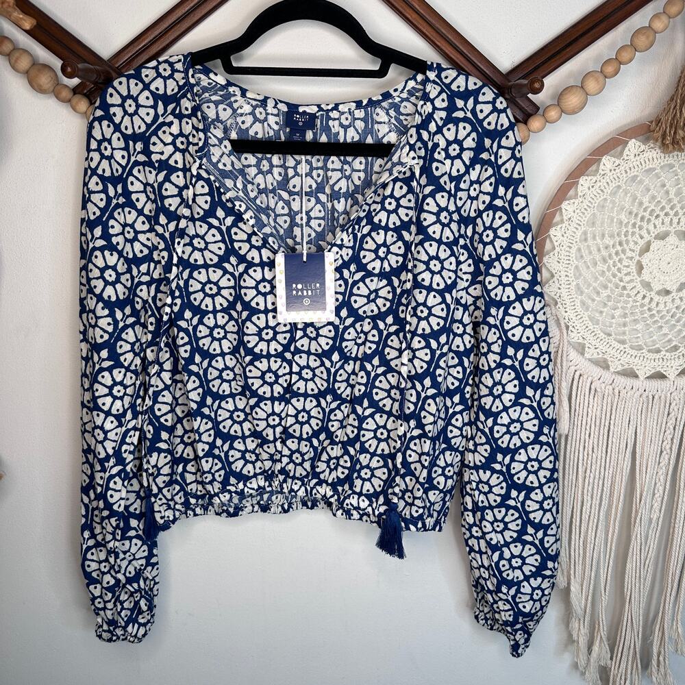 NEW Roller Rabbit x Target Navy Blue Daisy Floral Top